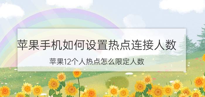 苹果手机如何设置热点连接人数 苹果12个人热点怎么限定人数？